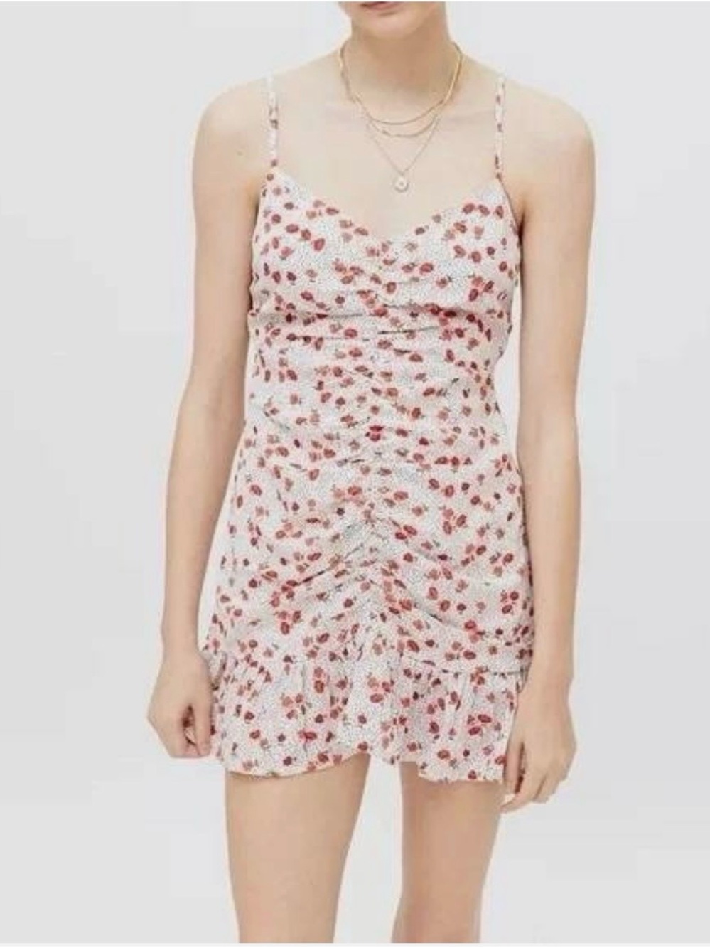 Urban Outfitters White Mini Dress with Red Floral Print (worn once)